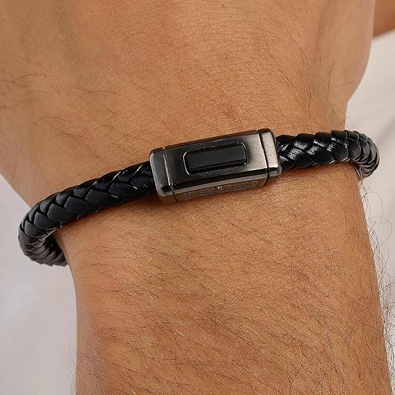 Bracciale Brosway Uomo Pelle Nero e Acciaio Coll. Logan _BOA13A