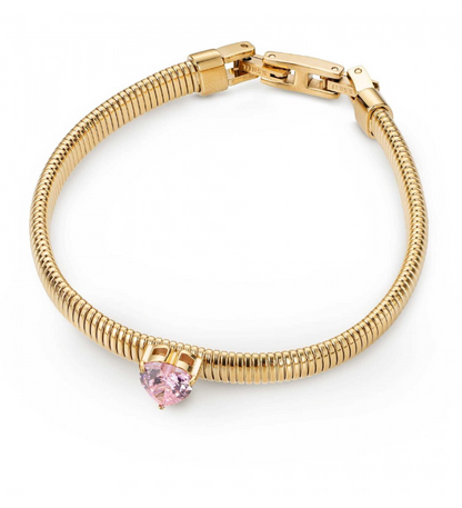 Bracciale Liu Jo Donna Acciaio Dorato Centrale Zircone Rosa Forma Cuore _LJ2238