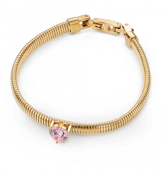Bracciale Liu Jo Donna Acciaio Dorato Centrale Zircone Rosa Forma Cuore _LJ2238