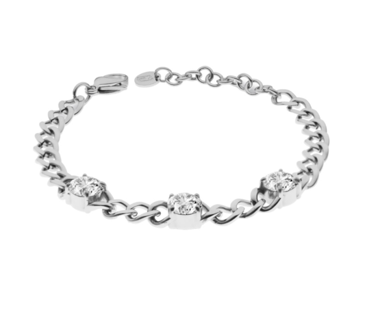 Bracciale LIU JO Donna Acciaio Argentato Tre Zirconi Rotondi _LJ2304