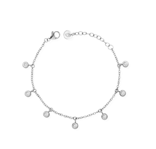 Cavigliera Liu Jo Donna Acciaio Silver Ciondoli Zirconi Bianchi _LJ2843