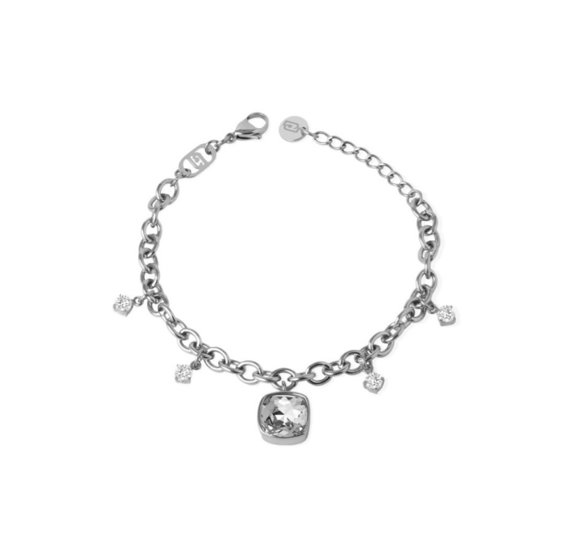 Bracciale Liu Jo Donna Acciaio Silver Ciondoli Zirconi Bianchi _LJ2886