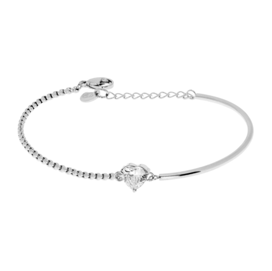 Liu Jo Damenarmband aus silbernem Stahl und halbstarrem Herz _LJ2537 