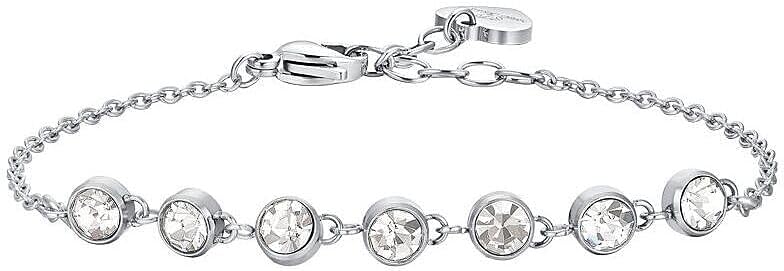 Bracciale Luca Barra Acciaio Argentato Cristalli Centrali Bianchi _BK2695