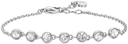 Bracciale Luca Barra Acciaio Argentato Cristalli Centrali Bianchi _BK2695