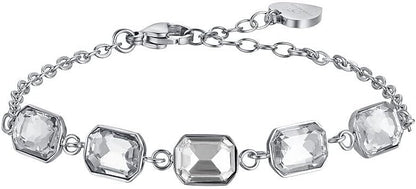 Bracciale Luca Barra Acciaio Argentato Cristalli Centrali Bianchi _BK2509