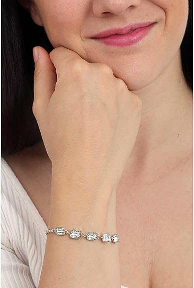 Bracciale Luca Barra Acciaio Argentato Cristalli Centrali Bianchi _BK2509