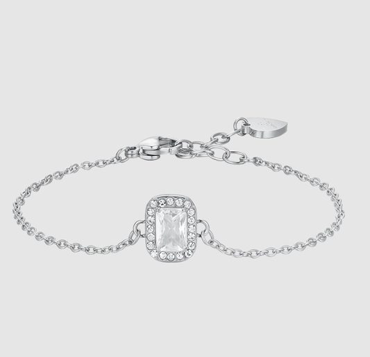 Bracciale Luca Barra Acciaio Argentato Cristalli e Zircone Centrale _BK2738