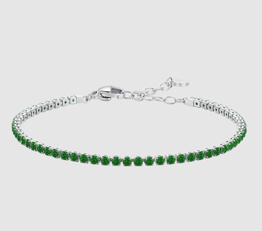 Bracciale Luca Barra Acciaio Donna Zirconi Verde _BK2877