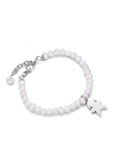 Bracciale Luca Barra Acciaio Perle Ciondolo Bambina _BK1582