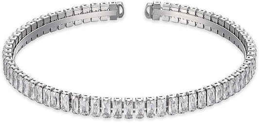 Bracciale Luca Barra Acciaio Rigido Cristalli Tennis _BK2380