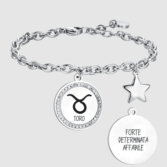 Bracciale Luca Barra Acciaio Segno Zodiacale Toro _BK2542