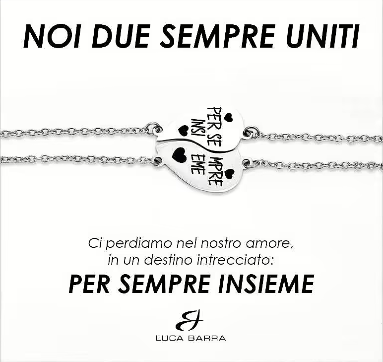 Bracciale Luca Barra Acciaio Uomo Donna San valentino Per Sempre Insieme _BK2583