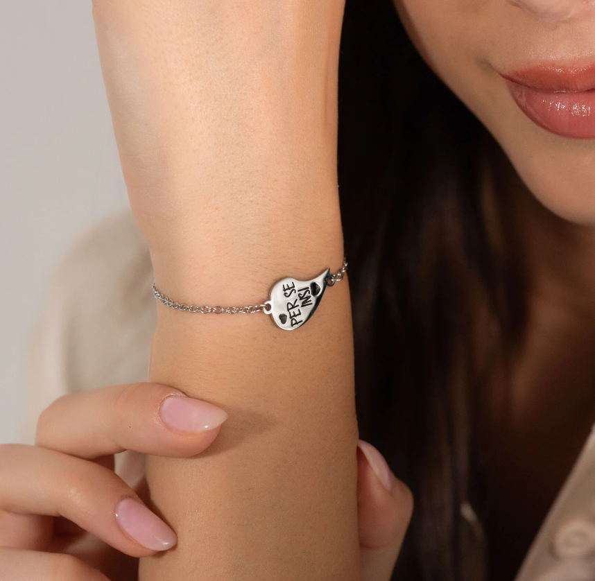 Bracciale Luca Barra Acciaio Uomo Donna San valentino Per Sempre Insieme _BK2583