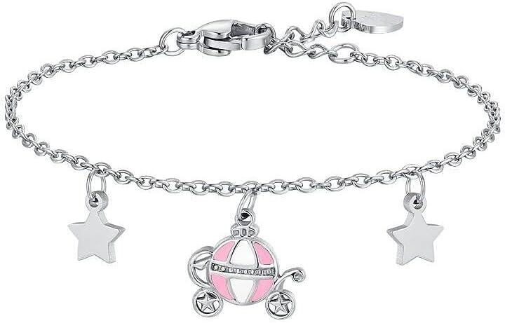 Bracciale Luca Barra Bambina Acciaio Argentato Carrozza Smaltata _JB228