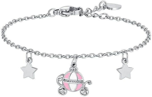 Bracciale Luca Barra Bambina Acciaio Argentato Carrozza Smaltata _JB228