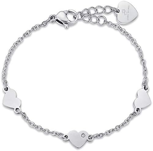 Bracciale Luca Barra Bambina Acciaio Cuori Alternati _JB101