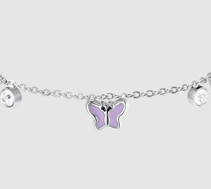 Bracciale Luca Barra Bambina Acciaio Farfalle Smaltate Lilla _JB204