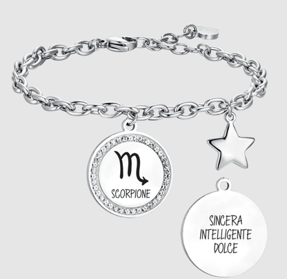 Bracciale Luca Barra Donna Acciaio Argentato Segno Zodiacale Scorpione _BK2548
