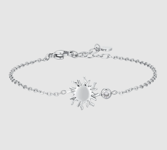 Bracciale Luca Barra Donna Acciaio Argentato Centrale Sole e Cristallo Bianco _BK2830