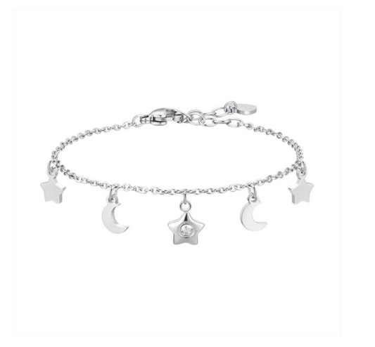 Bracciale Luca Barra Donna Acciaio Ciondoli Stella Luna _BK2823