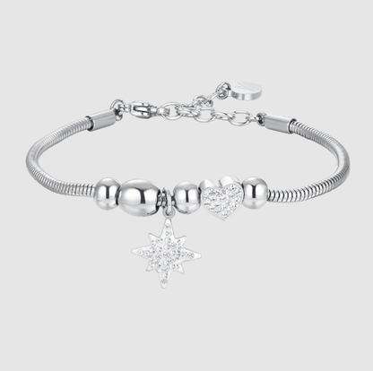 Bracciale Luca Barra Donna Acciaio Ciondoli Stella e Cuore _BK2699