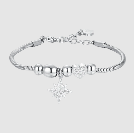 Bracciale Luca Barra Donna Acciaio Cristalli Bianchi  _BK2695