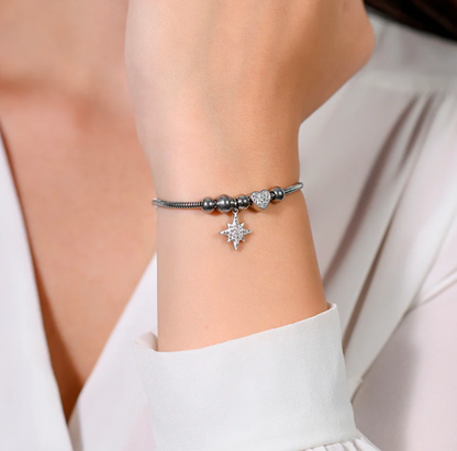 Bracciale Luca Barra Donna Acciaio Ciondoli Stella e Cuore _BK2699