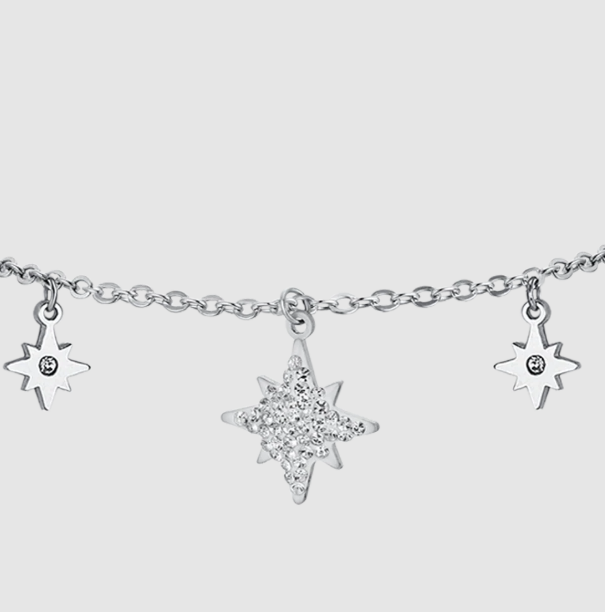 Bracciale Luca Barra Donna Acciaio Ciondoli Stelle e Luna _BK2603