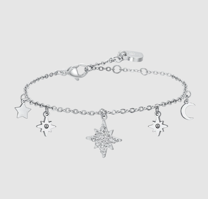 Bracciale Luca Barra Donna Acciaio Ciondoli Stelle e Luna _BK2603