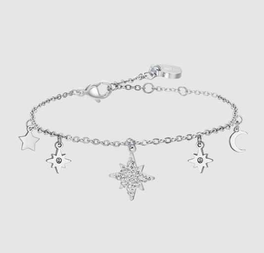 Bracciale Luca Barra Donna Acciaio Ciondoli Stelle e Luna _BK2603