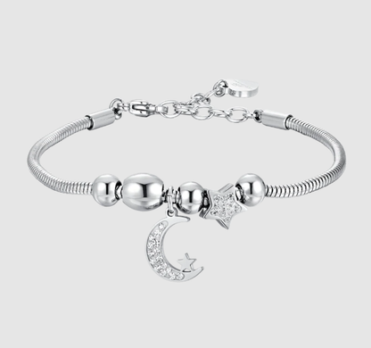 Bracciale Luca Barra Donna Acciaio Ciondoli Stelle e Luna _BK2698