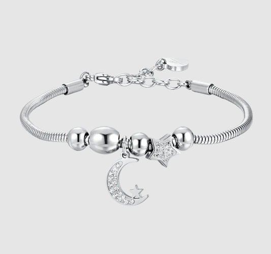 Bracciale Luca Barra Donna Acciaio Ciondoli Stelle e Luna _BK2698