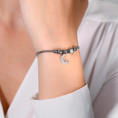 Bracciale Luca Barra Donna Acciaio Ciondoli Stelle e Luna _BK2698