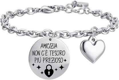 Bracciale Luca Barra Donna Acciaio Ciondolo Amicizia e Cuore _BK2313