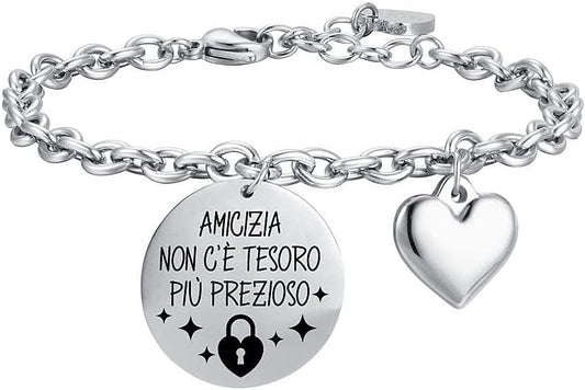 Bracciale Luca Barra Donna Acciaio Ciondolo Amicizia e Cuore _BK2313