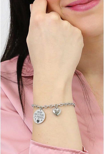 Bracciale Luca Barra Donna Acciaio Ciondolo Amicizia e Cuore _BK2313