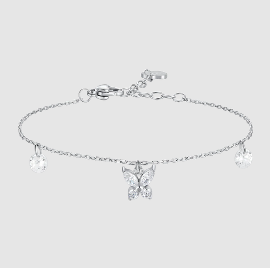 Bracciale Luca Barra Donna Acciaio Ciondolo Farfalla Zirconi Bianchi _BK2861