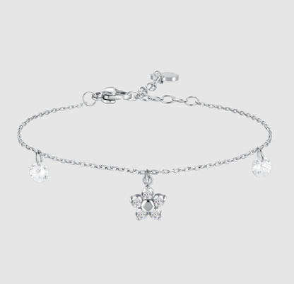 Bracciale Luca Barra Donna Acciaio Ciondolo Fiore Zirconi Bianchi _BK2856