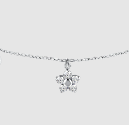 Bracciale Luca Barra Donna Acciaio Ciondolo Fiore Zirconi Bianchi _BK2856