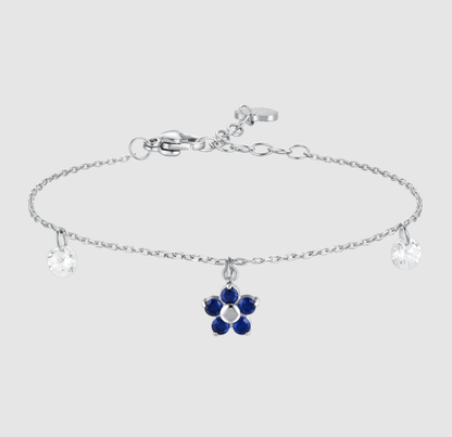 Bracciale Luca Barra Donna Acciaio Ciondolo Fiore Zirconi Blu _BK2858