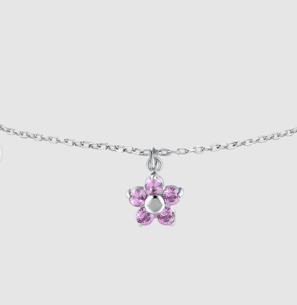Bracciale Luca Barra Donna Acciaio Ciondolo Fiore Zirconi Rosa _BK2857