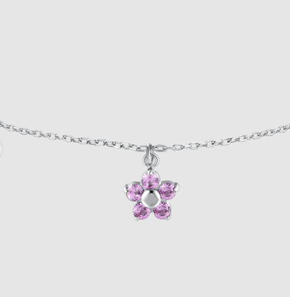 Bracciale Luca Barra Donna Acciaio Ciondolo Fiore Zirconi Rosa _BK2857