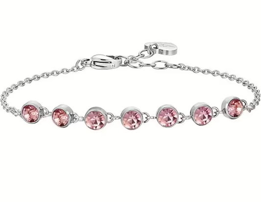 Bracciale Luca Barra Donna Acciaio Cristalli Rosa _BK2696