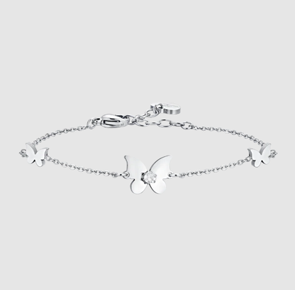 Bracciale Luca Barra Donna Acciaio Farfalla Zircone Bianco _BK2650