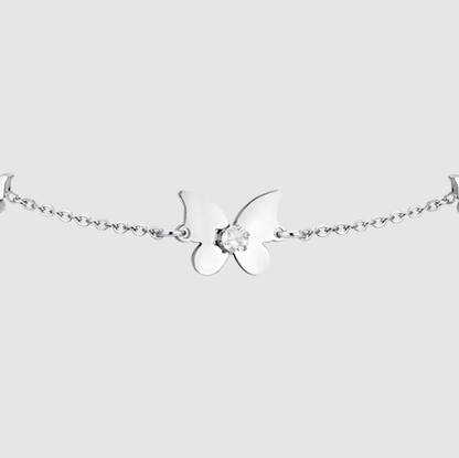 Bracciale Luca Barra Donna Acciaio Farfalla Zircone Bianco _BK2650