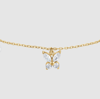 Bracciale Luca Barra Donna Acciaio Gold Ciondolo Farfalla Zirconi Bianchi _BK2862