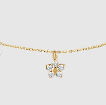 Bracciale Luca Barra Donna Acciaio Gold Ciondolo Fiore Zirconi Bianchi _BK2860