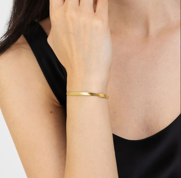 Bracciale Luca Barra Donna Acciaio Gold Maglia Piatta _BK2174