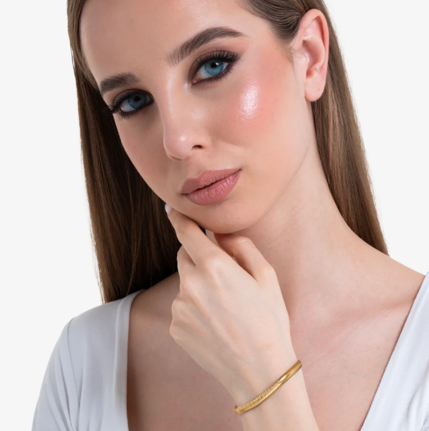 Bracciale Luca Barra Donna Acciaio Gold Maglia Piatta _BK2174